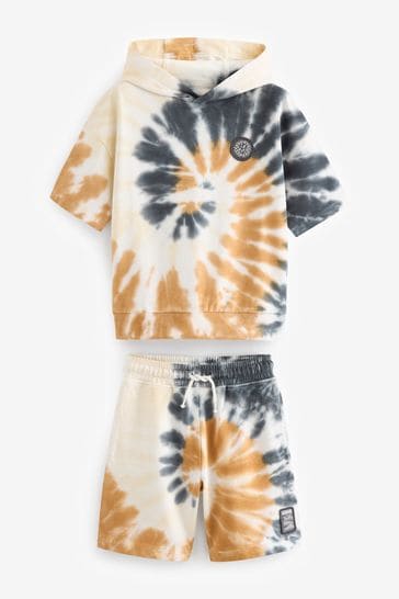Short sleeve tie dye hoodie top