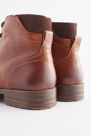 Tan Brown Toecap Lace Up Boots