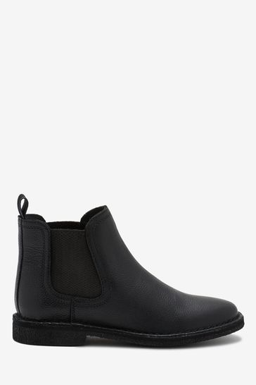 Black Leather Chelsea Boots