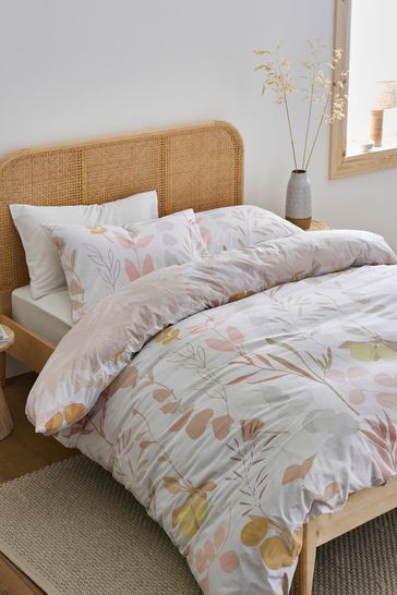 Natural 100% Cotton Printed Duvet Cover and Pillowcase Set