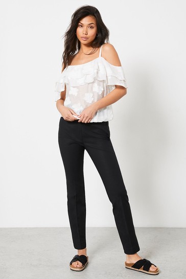 Buy Mint Velvet Black Popper Capri Trousers from Next Poland
