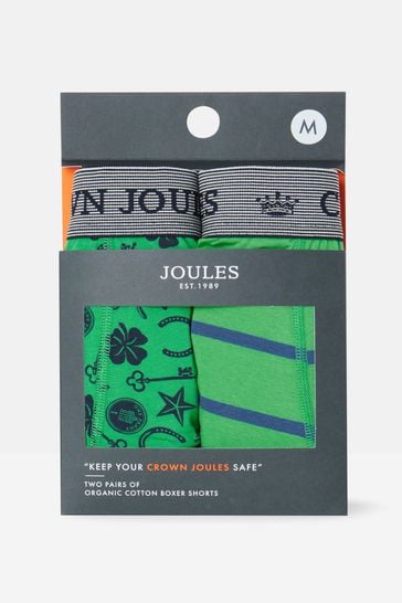 Joules Crown Joules Green Lucky Charm Cotton Boxer Briefs (2 Pack)