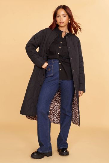 Reversible leopard and logo quilted hotsell puffer jacket