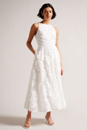 White sleeveless midi dress store