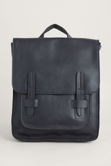 Black leather sales satchel backpack