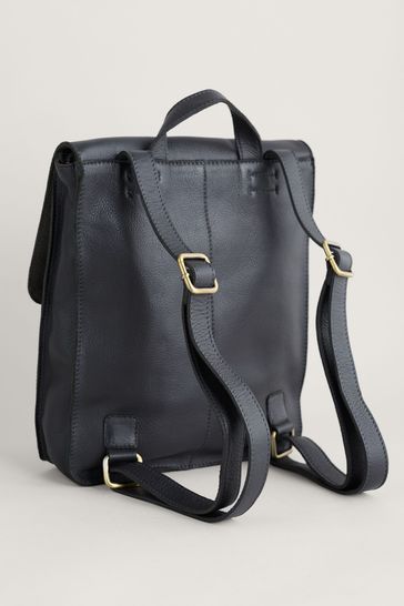 Seasalt Cornwall Black Penarven Leather Satchel Backpack