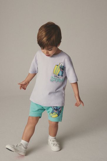 Lilac Purple/Green Lilo & Stitch Short Sleeve T-Shirt and Shorts Set (3mths-8yrs)