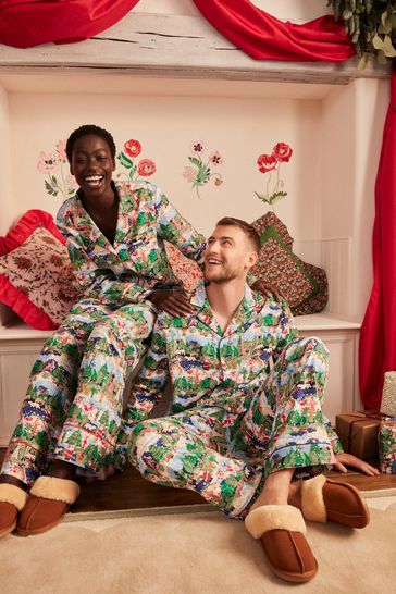 Cath Kidston Mens Family Christmas Green Button Through Pyjamas
