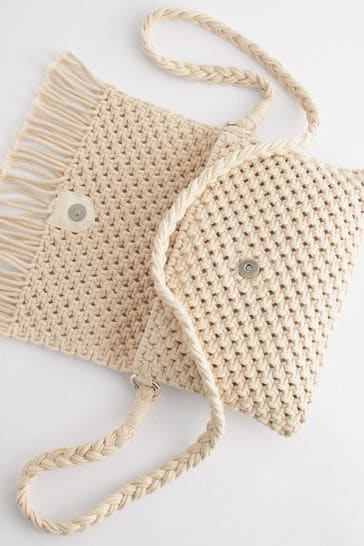 Buy Cream Crochet Fringe Cross Body Bag from Next Luxembourg