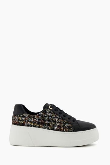 Dune London Black Episode Leather Platform Trainers