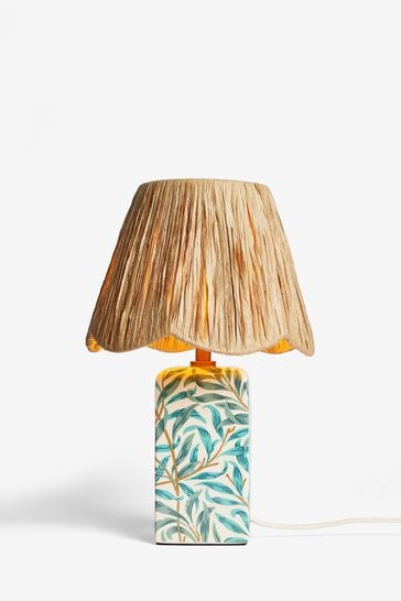 Clarke and Clarke Teal/White Willow Boughs Striped Table Lamp