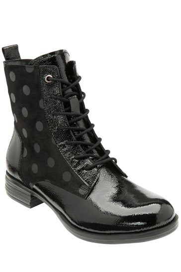 Buy Lotus Black Patent Leather Ankle Boots from Next Kuwait