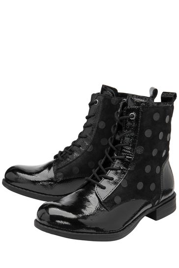 Black patent flat ankle boots clearance