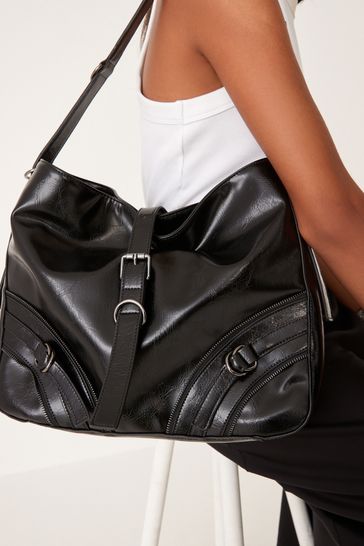 Buy Black Biker Scoop Shoulder Bag from Next Ireland
