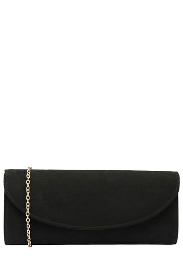 Lotus Black Clutch Bag with Chain