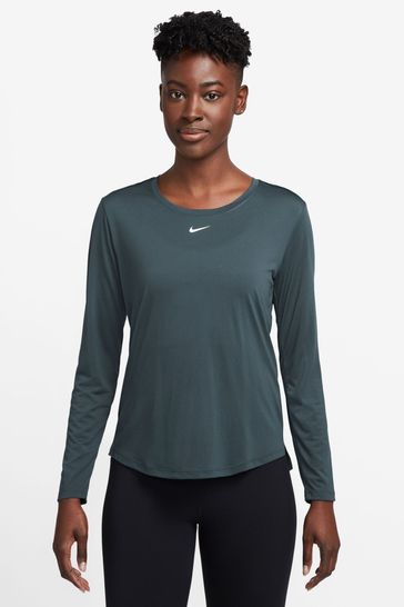 Buy Nike Green Dri FIT One Long Sleeve Standard Fit Top from Next Netherlands