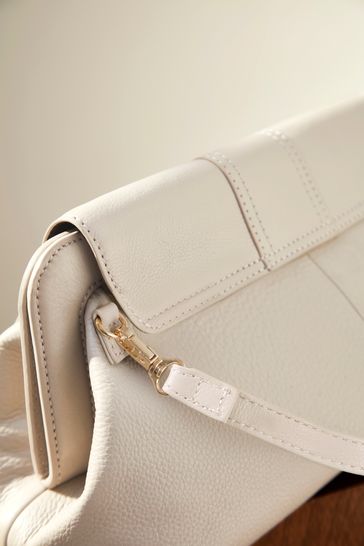 White leather clutch bag clearance
