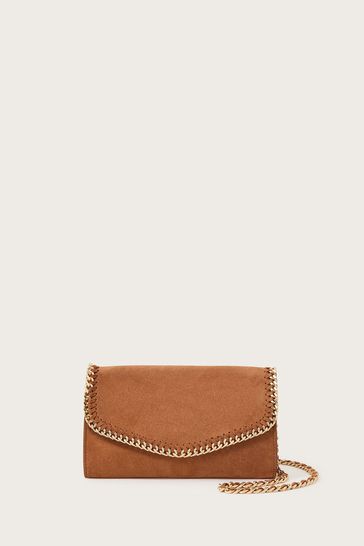 Monsoon Brown Suede Chain Cross-Body Bag