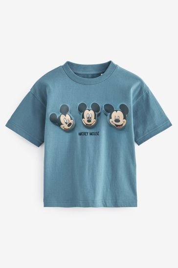Blue Padded Mickey Short Sleeve T-Shirt (3mths-7yrs)