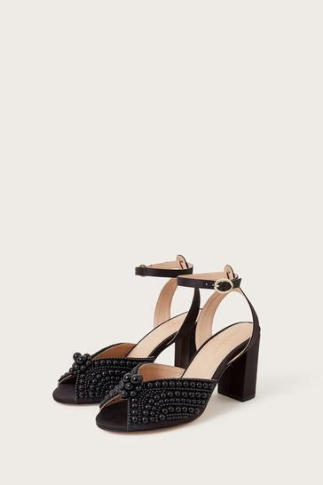 Monsoon Black Pearl Block Heeled Sandals