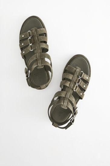 Buy Khaki Green Forever Comfort Leather Gladiator Sandals from Next Turkey
