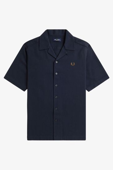 Fred Perry Textured Revere Collar Resort Short Sleeve Shirt