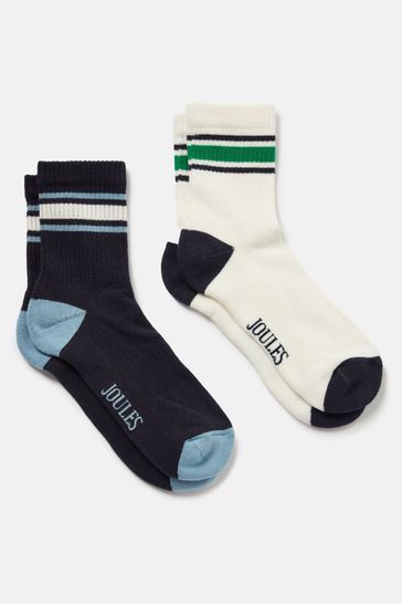 Joules Volley White/Blue Tennis Socks 2PK