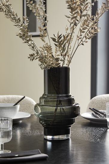 Black Ornamental Shaped Glass Vase