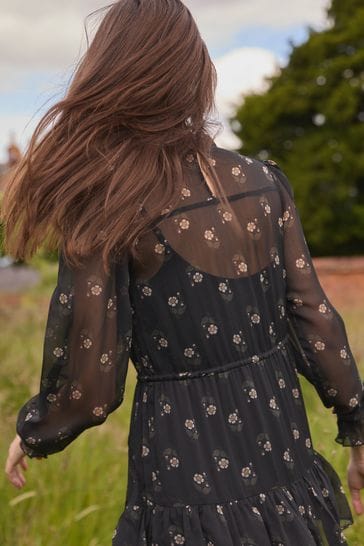 Buy Laura Ashley Black Chiffon Tiered Maxi Dress from Next Denmark