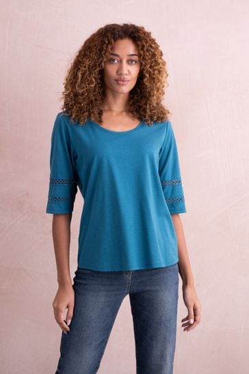 Celtic & Co. Blue  Sleeve Detail Jersey Top