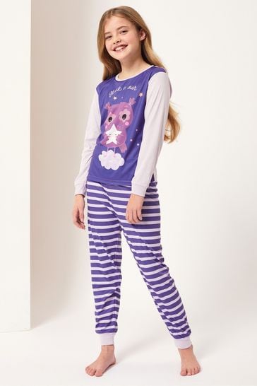 Harry Bear Purple Make A Wish Owl Animal Printed Pyjamas
