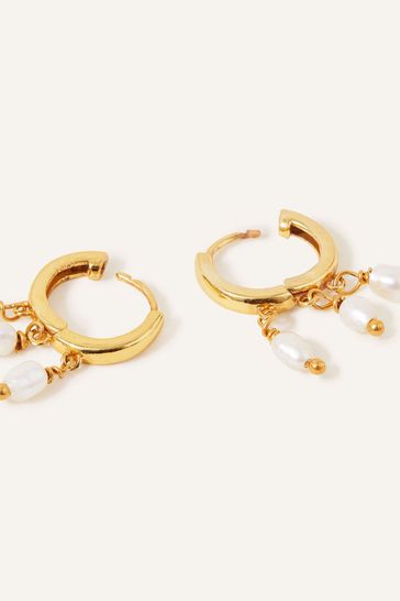 Buy Accessorize Cream Pearl Huggie Hoops Earrings from Next Germany