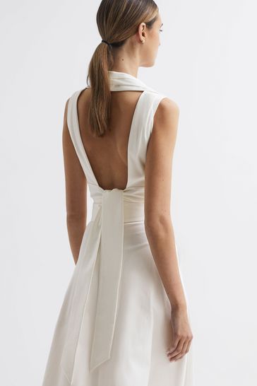 Buy Reiss White Rebecca Cropped V Neck Open Back Top from Next Ireland