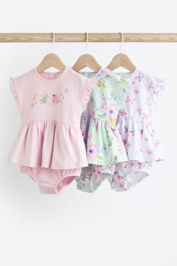 Pink Fairy Baby Skirted Romper 3 Pack