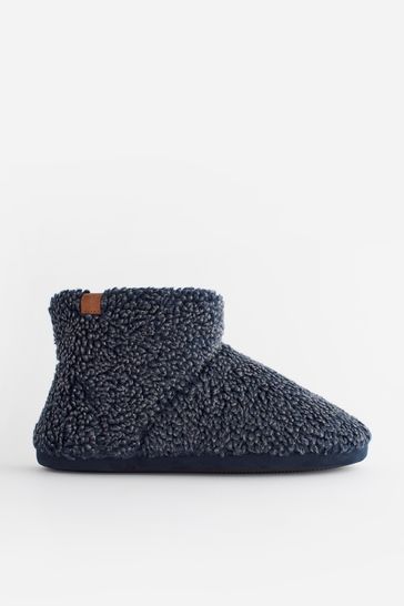 Buy Navy Blue Borg Slipper Boots from Next Ukraine