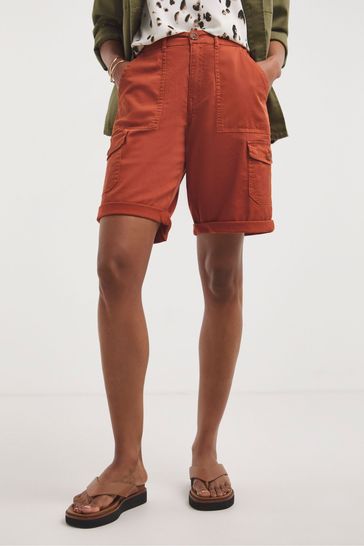 JD Williams Rust Orange Soft Stretch Cargo Detail Shorts