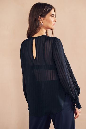 Navy sheer blouse hotsell