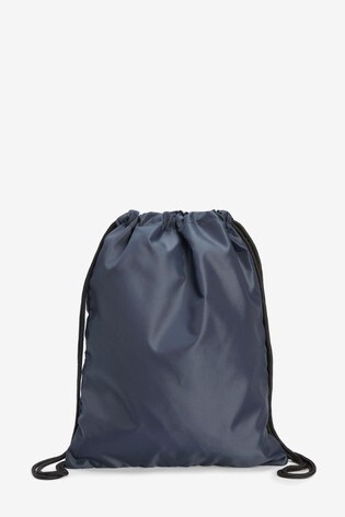 Navy Blue School Drawstring Bag with internal Zip Pocket