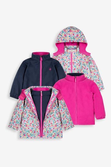 JoJo Maman B b Pink Meadow 4 in 1 Waterproof Polarfleece Jacket