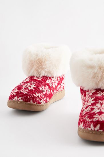 Red bootie slippers best sale