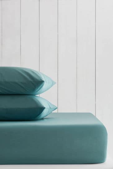 Marine Teal Blue Cotton Rich Fitted Sheet