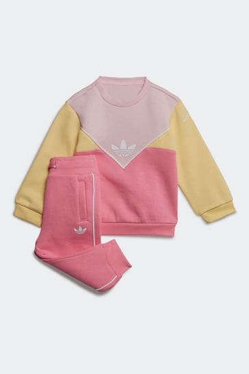 adidas Originals Infant Pink Chevron Colourblock Tracksuit