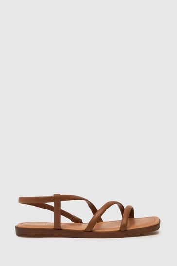 Tan leather sales strappy sandals