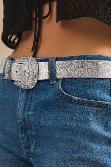 Silver sparkle belt store