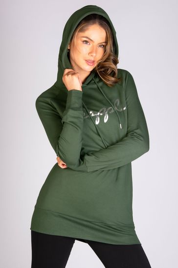 Pineapple Womens Khaki Green Longline Hoodie