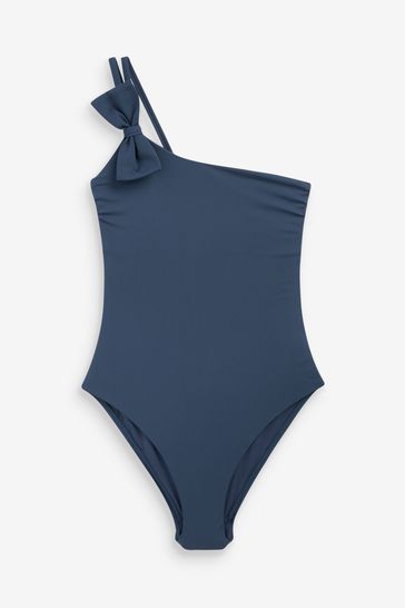 Navy one shoulder swimsuit on sale