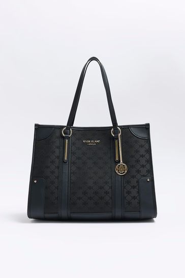 River island black fur bag 2025