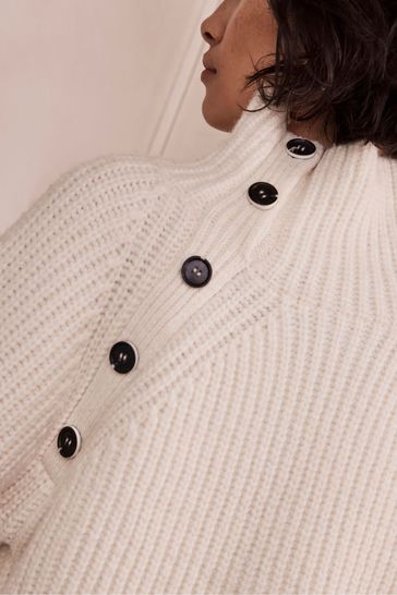 Mint velvet cream buttoned shop cuff knit