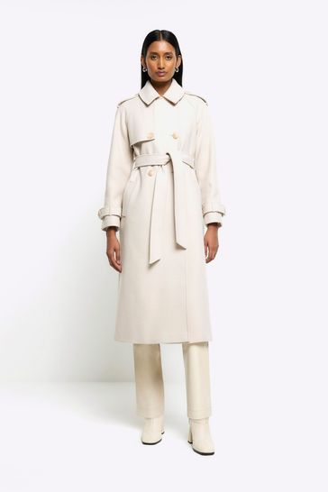 River Island Brown Relaxed Longline Trench Coat