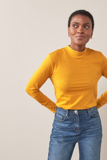 Yellow mock outlet neck top